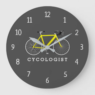 Cycologist Yellow Bicycle Large Clock