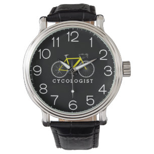 Cycologist Yellow Bicycle On Black Watch