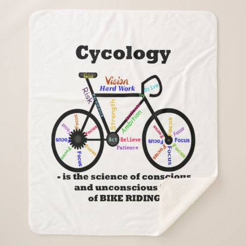 Cycology the Science of the Joy of Bike Riding Fun Sherpa Blanket