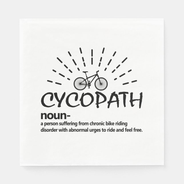 Cycopath Definition Funny Biker Cyclist Napkins (Front)