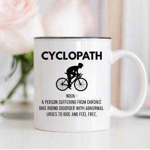 Cycopath Definition Gift, Biking Cycling Dad, Mom Two-Tone Coffee Mug