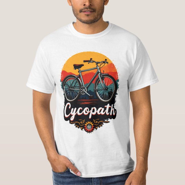 Cycopath: Energetic Bike and sunset Graphic T-Shirt (Front)