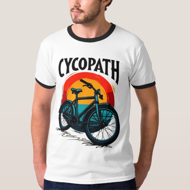 Cycopath: Energetic Bike with sunset Graphic Tee (Front)