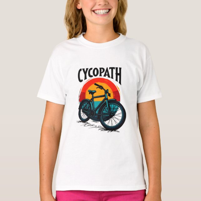 Cycopath: Energetic Bike with sunset Graphic Tee (Front)