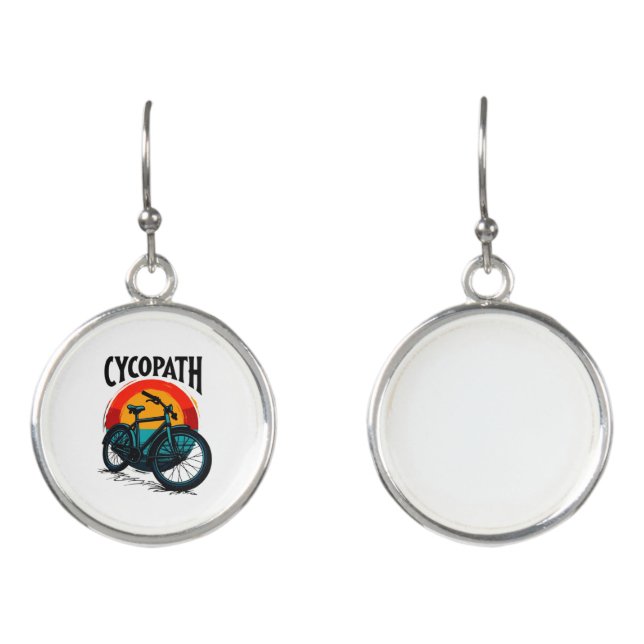 Cycopath: Energetic Bike with sunset Graphic Tee Earrings (Front)