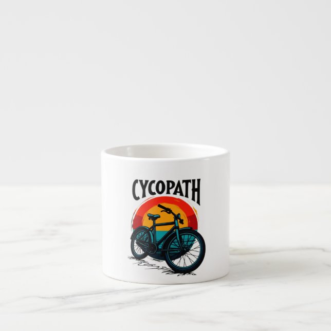 Cycopath: Energetic Bike with sunset Graphic Tee Espresso Cup (Front)