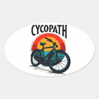 Cycopath: Energetic Bike with sunset Graphic Tee Oval Sticker