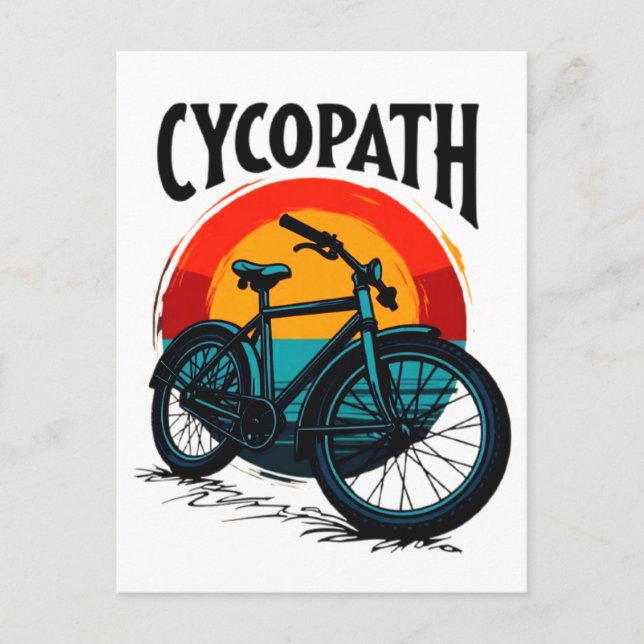 Cycopath: Energetic Bike with sunset Graphic Tee Postcard (Front)
