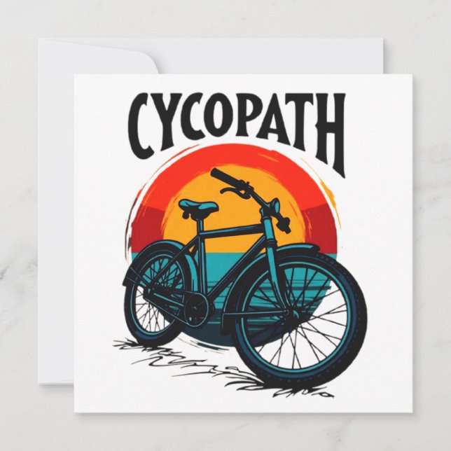 Cycopath: Energetic Bike with sunset Graphic Tee Thank You Card (Front)