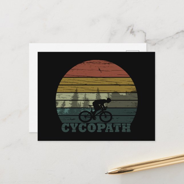 Cycopath funny biking saying holiday postcard (Front/Back In Situ)