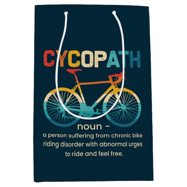 Cycopath Funny Cycling for Cyclists and Bikers Medium Gift Bag (Front)