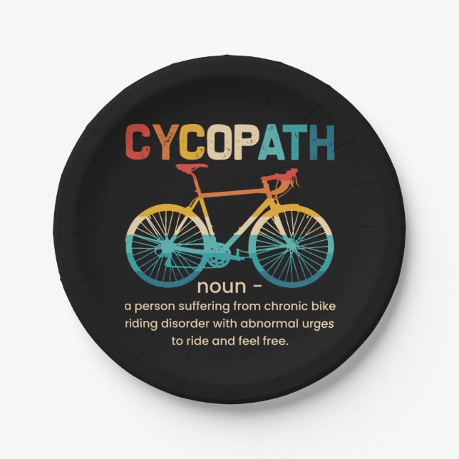 Cycopath Funny Cycling for Cyclists and Bikers Paper Plates (Front)