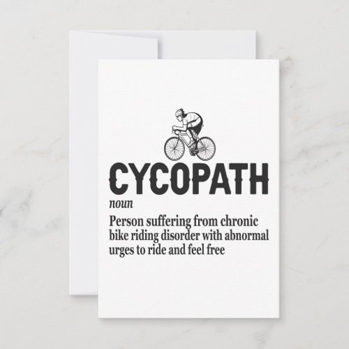 Cycopath Funny Cycling for Cyclists and Bikers  Thank You Card