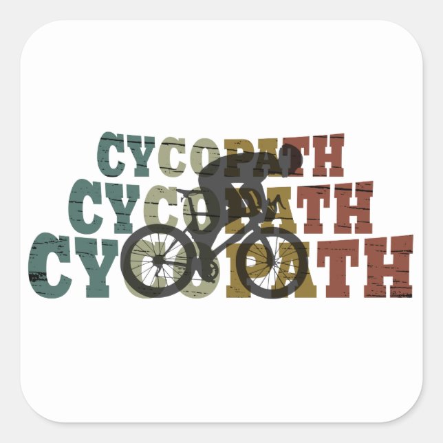 Cycopath funny cycling square sticker (Front)