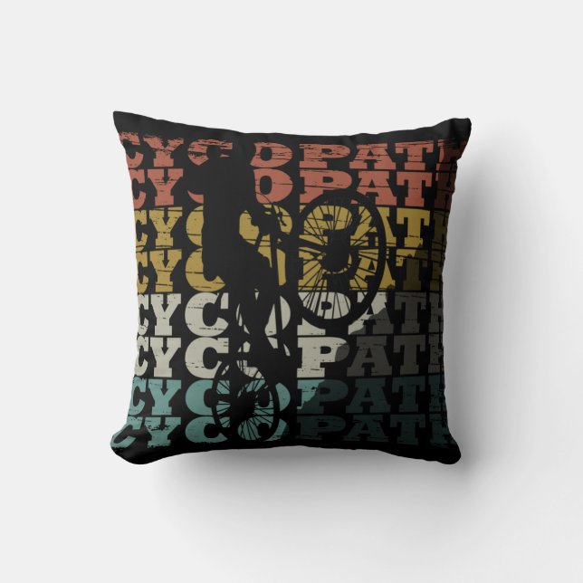 Cycopath funny cycling throw pillow (Front)