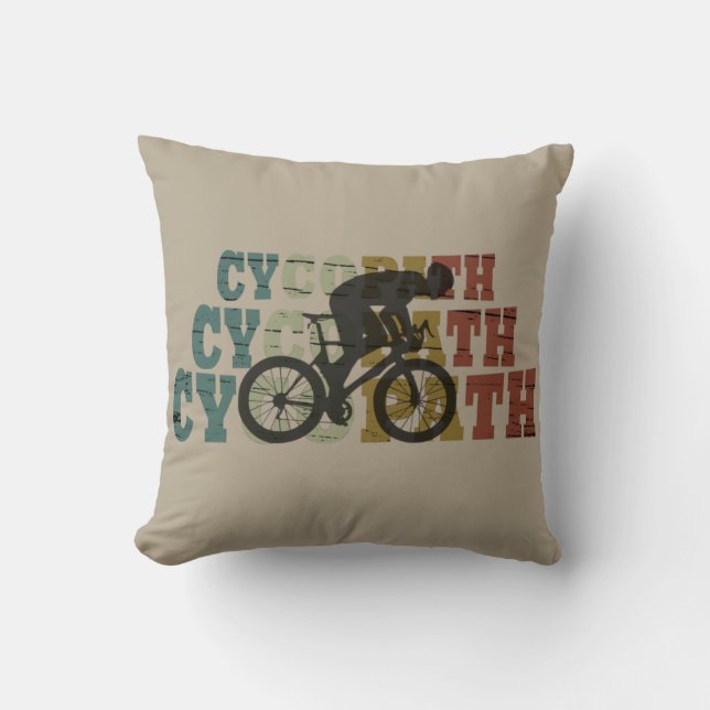 Cycopath funny cycling throw pillow (Front)