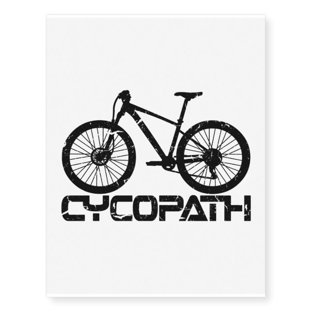 Cycopath - Funny MTB Biker Cyclist Cycling Lover Temporary Tattoos (Front)