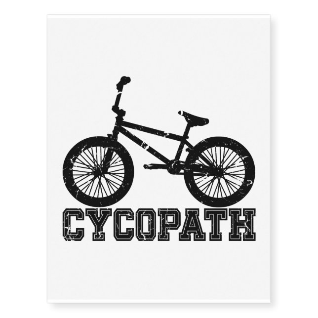 Cycopath - Funny MTB Biker Cyclist Cycling Lover Temporary Tattoos (Front)