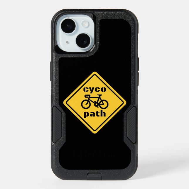 Cycopath Funny Road Sign for Cycle Lover iPhone 15 Case (Back)