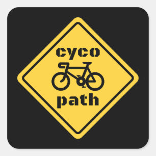 Cycopath Funny Road Sign for Cycle Lover Square Sticker