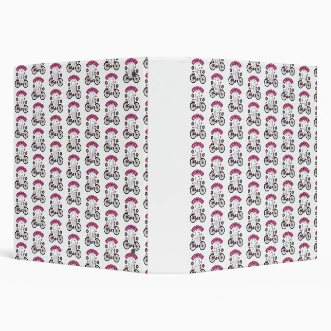 Cycopath Halloween Ghost on Pink Bicycle  3 Ring Binder (Background)