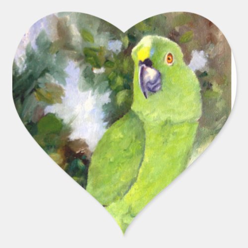 Cydney Yellow Naped Parrot Heart Sticker