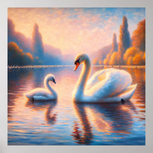 Cygnet and Swan Poster