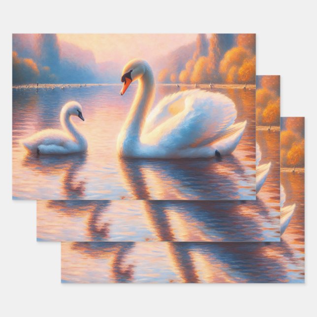 Cygnet and Swan Wrapping Paper Sheets (Set)