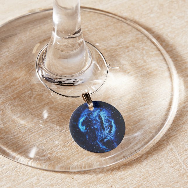 Cygnus Loop Nebula outer space picture Wine Glass Charm (In Situ)