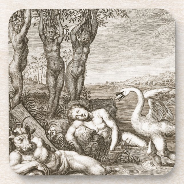 Cygnus Transformed into a Swan and Phaeton's Siste Drink Coaster (Front)