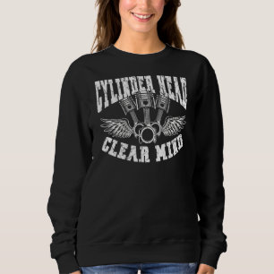 Cylinder Head Clear Mind Backprint Car Machanic Sweatshirt