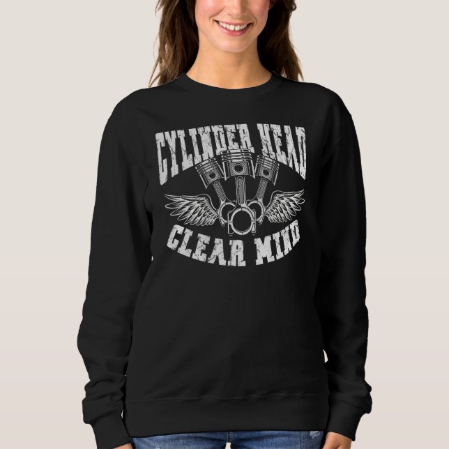 Cylinder Head Clear Mind Backprint Car Machanic Sweatshirt (Front)