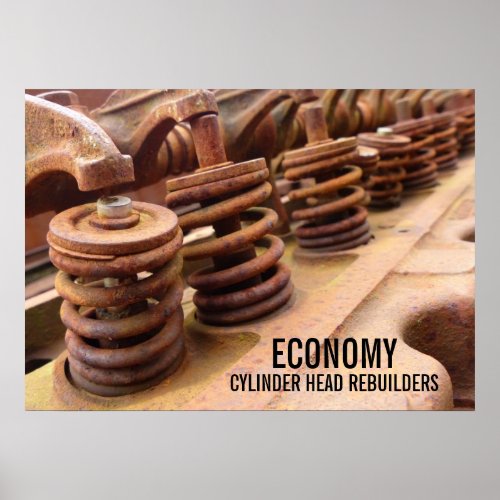Cylinder Head Rebuilders Rusty Engine Block Photo Poster
