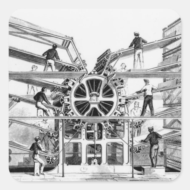 Cylinder printing press invented by Richard March Square Sticker (Front)