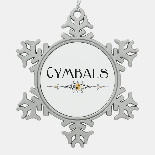 Cymbals Decorative Line Snowflake Pewter Christmas Ornament (Front)