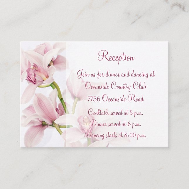 Cymbidium Orchid Wedding Reception Insert Card (Front)