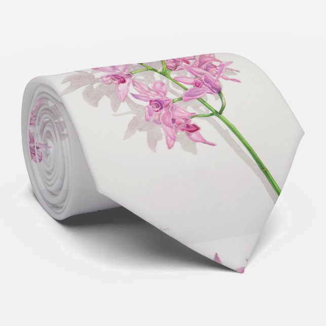 Cymbidium Orchids Neck Tie (Rolled)