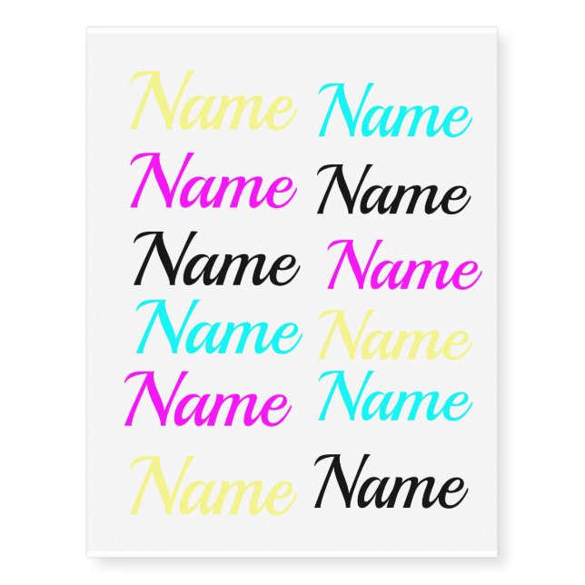CYMK personalized name Temporary Tattoos (Front)