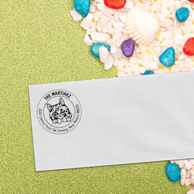 Cymric Cat Return Address  Rubber Stamp (Creator Uploaded)
