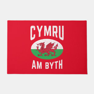 Cymru Am Byth Wales Flag Proud Welsh Vintage Rugby Doormat