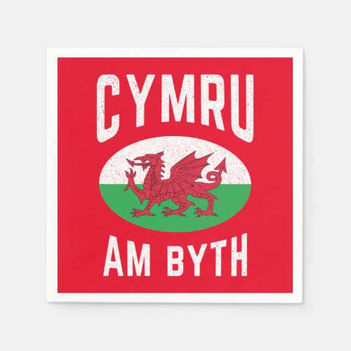 Cymru Am Byth Wales Flag Proud Welsh Vintage Rugby Napkins