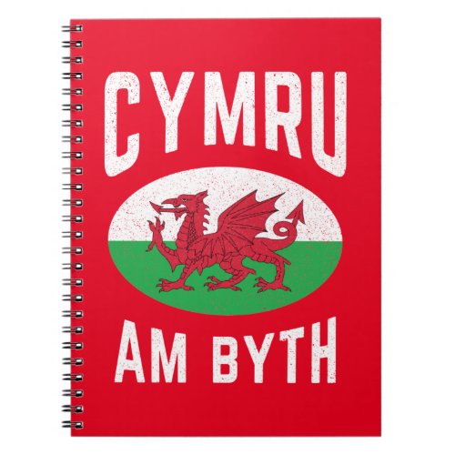 Cymru Am Byth Wales Flag Proud Welsh Vintage Rugby Notebook