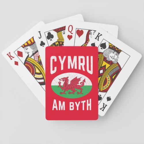 Cymru Am Byth Wales Flag Proud Welsh Vintage Rugby Poker Cards