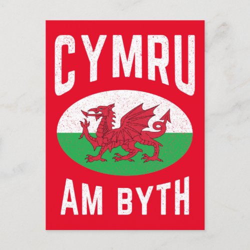 Cymru Am Byth Wales Flag Proud Welsh Vintage Rugby Postcard