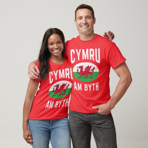 Cymru Am Byth Wales Flag Proud Welsh Vintage Rugby T_Shirt