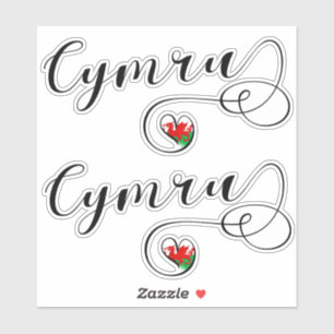 Cymru Wales Flag In Heart Sticker