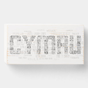 Cymru Wales Place names & Landmarks Word Art Wooden Box Sign