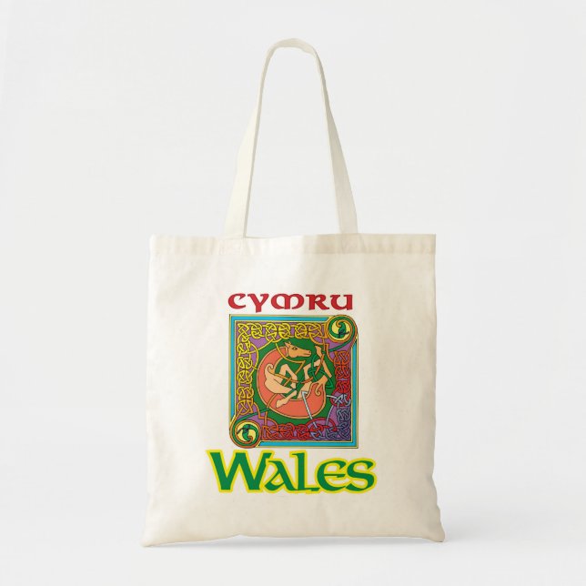 Cymru Wales Tote with Celtic Art Bag (Front)
