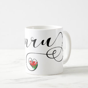 Cymru Welsh Flag In Heart, Wales Coffee Mug