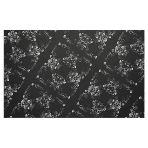 Cyn Inspiration Motor Hearts on Black Fabric